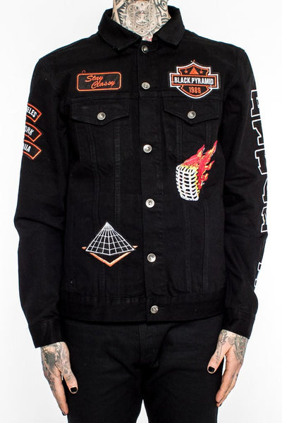 Black pyramid deals checkered denim jacket